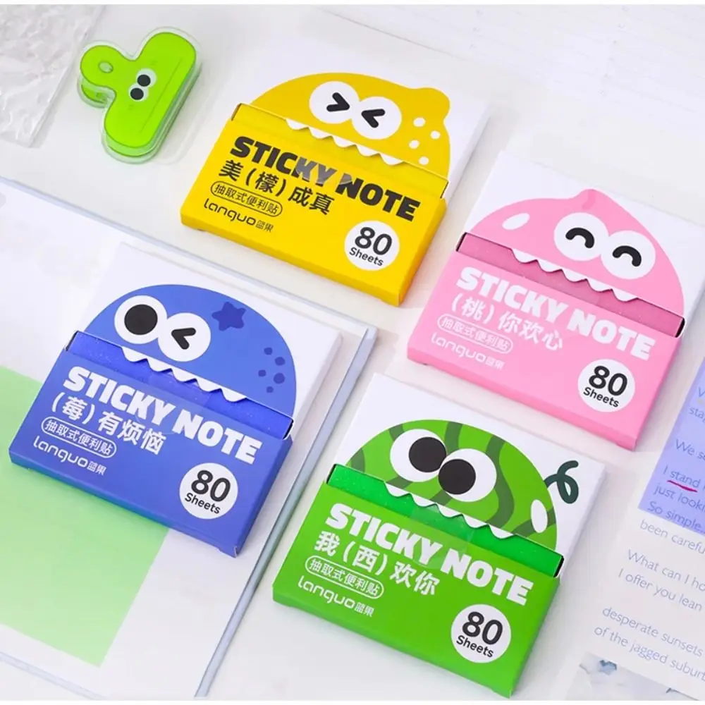Cartoon Fruit Memo Pad Paper Pull Out Design Self-Adhesive Planner Schedule Stickers Pearlescent Transparent Dopamine
