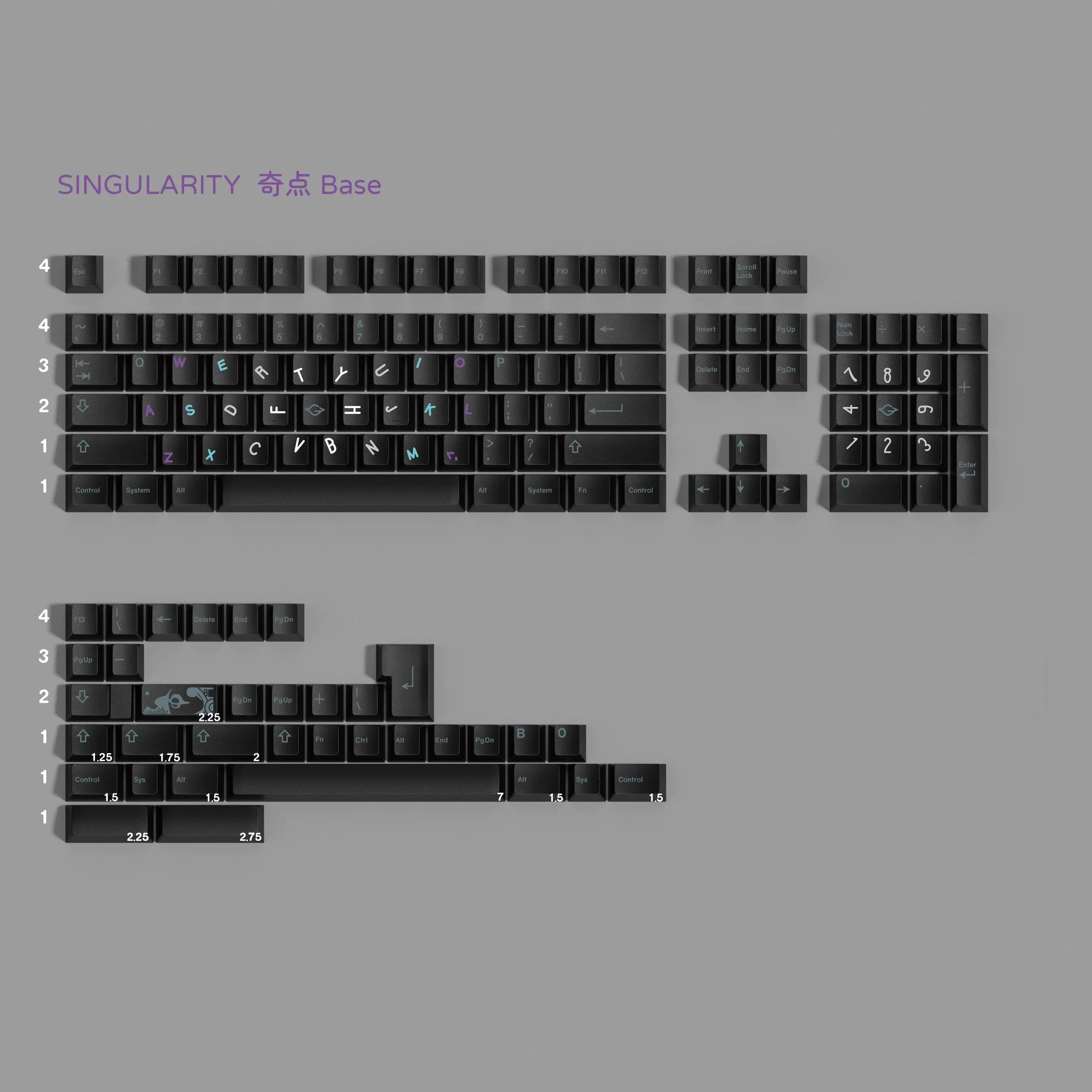 PBT GMK SINGULARITY Keycaps Cherry Profile Dye Sublimation Key Caps For MX Switch Mechanical Keyboard Accessories Split Spacebar