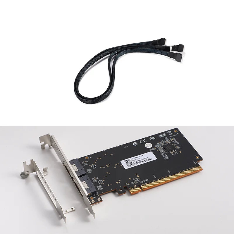 Double-wide dual-slot graphics card holder pass-through x8x8 expansion PEX8749PCIe3.0x16x16ATX power supply