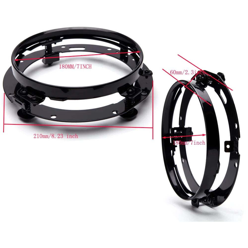 7 Inch Zwart/Chroom Ronde Led Koplamp Adapter Montage Ring Beugel Voor Touring Softail Fld Motor