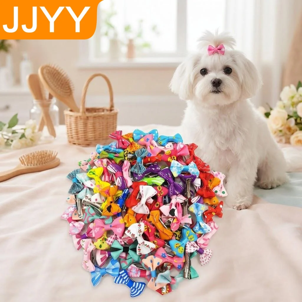 10pcs Cute Pet Hair Clips for Dogs and Cats Multi Color Bow Hair Accessories for Pets Random Colors