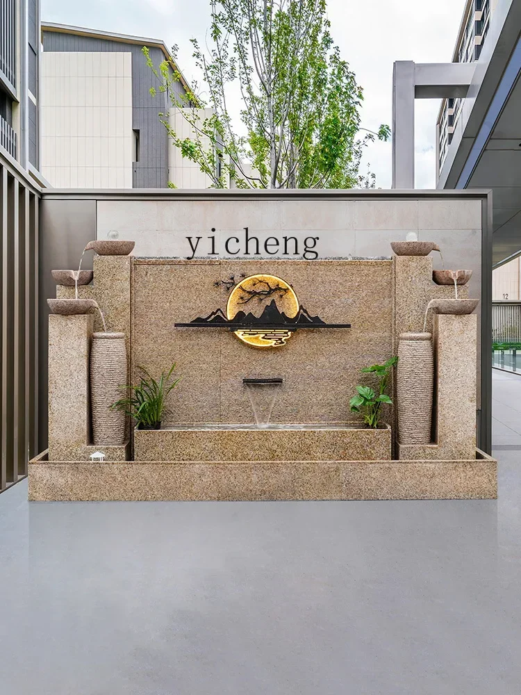 W28 Living Room Courtyard Water Feature Water Curtain Wall Rockery Flowing Water Fountain Decorative Landscape Ornament