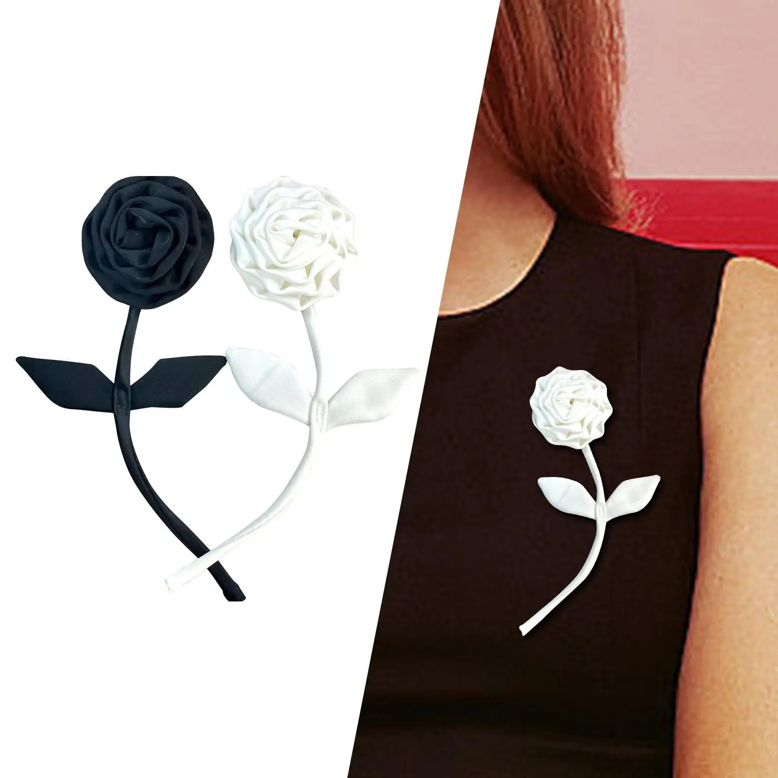 2Pcs Rose Flower Brooch Pins Fashion Lady Big Flower Brooches Clothes Decor