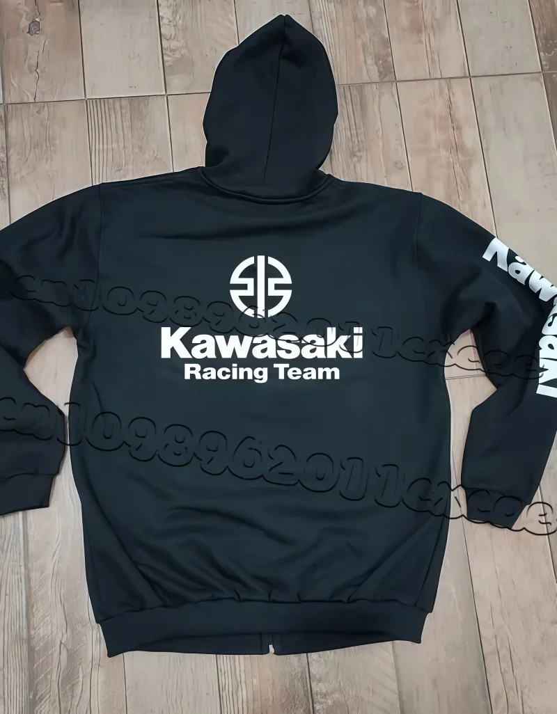 

Kawasaki Racing Style Zipper Men's Hoodie Windproof Autumn and Winter, Essential for Motorcycle Enthusiasts