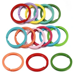 10pcs 30mm Colorful Key Ring Metal Key Holder Chains Round Split Carabiner for bag Keychain Jewelry Making DIY Accessories