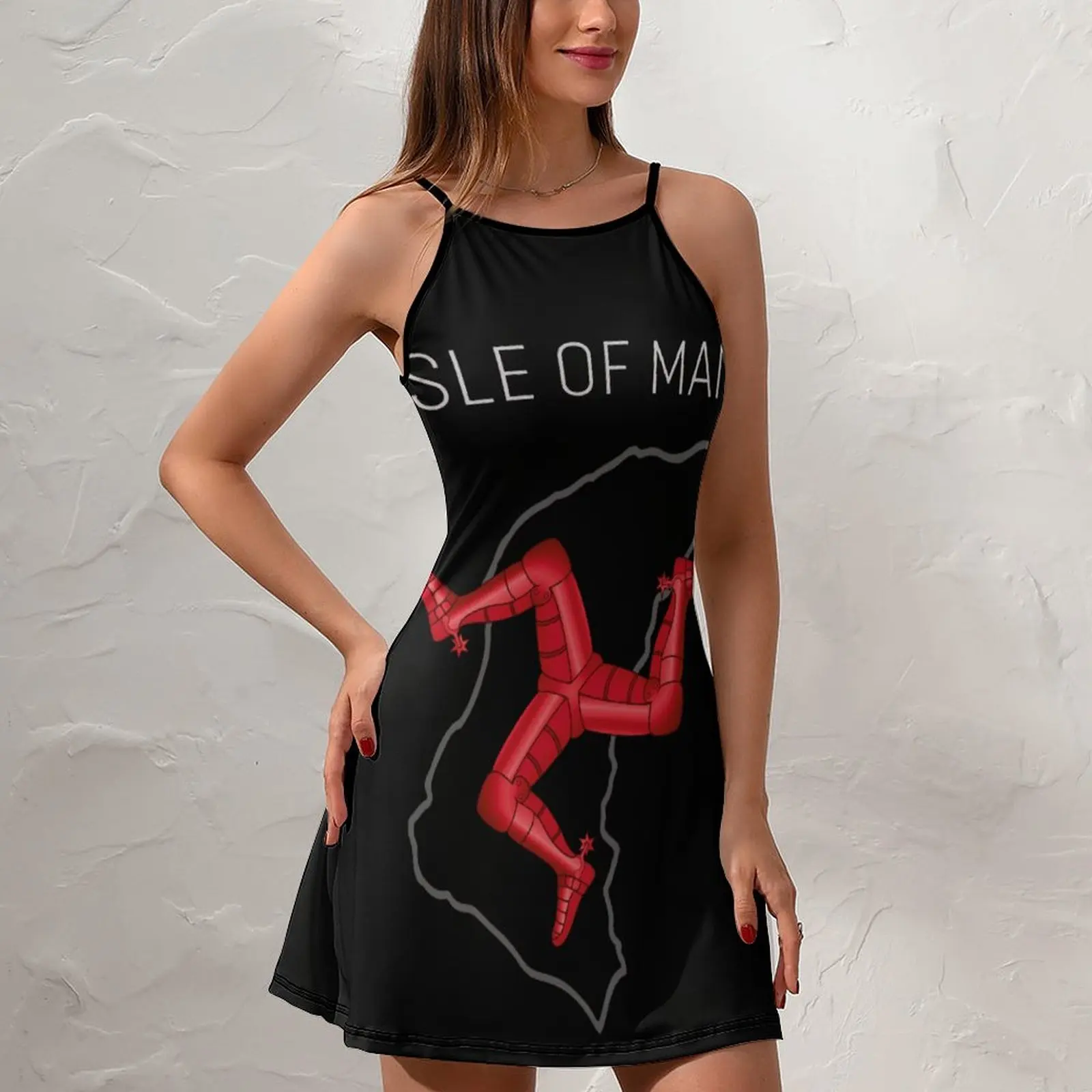 Isle Of Man Race Poster For Sale  Women's Sling Dress Classic Sexy Woman's Clothing Graphic Cocktails Strappy Dress