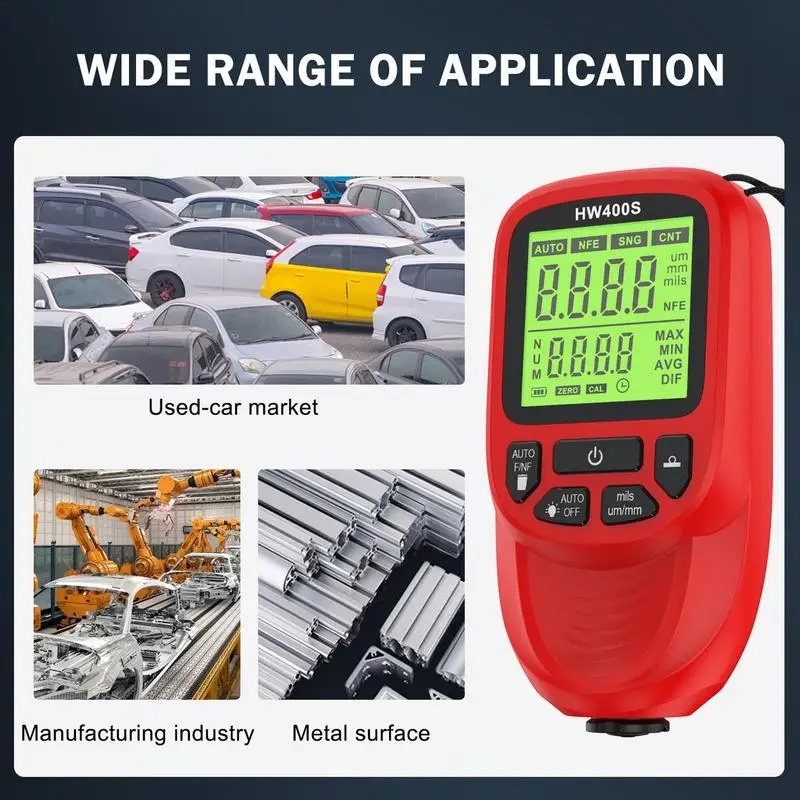 1Set HW300S Coating Thickness Gauge High Precision Large Range Thickness Detection Paint Film Instrument Car Repair Tools