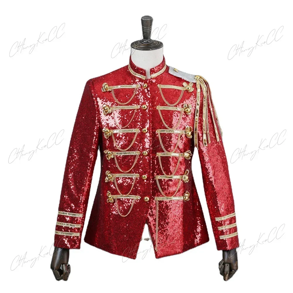 Medieval Stage Costume Jacket Royal Prince Costume Uniform Sequin Suit Concert Matching British Royal Guard Cosplay Costume