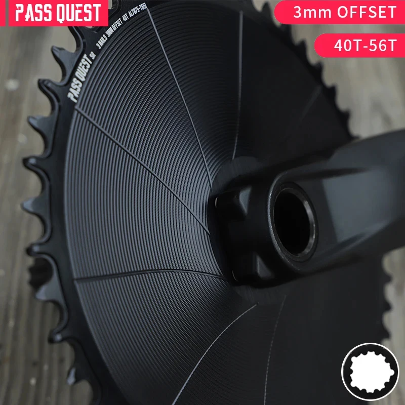 

PASS QUEST Gravel/Road Bike Chainring - 3mm Offset 40-56T Narrow Wide Bicycle Chainwheel Cycling Accessory