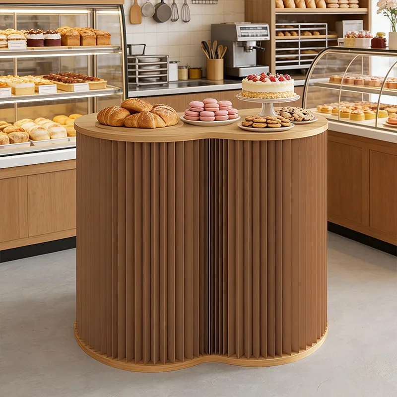 European booth Modern round display table Living room ornament Household balcony Flower stand Floor-to-ceiling foldable display