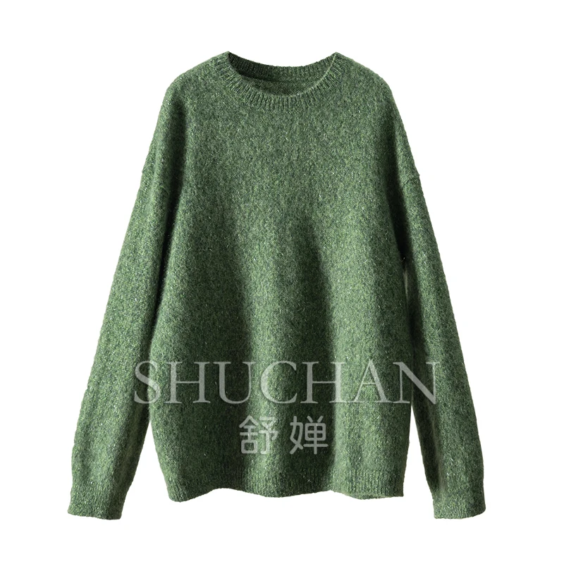 Fancy Yarn Cashmere Sweater Women Long Sleeve Top Loose Pullover 2024 New Korean Fashion  Sweater Women