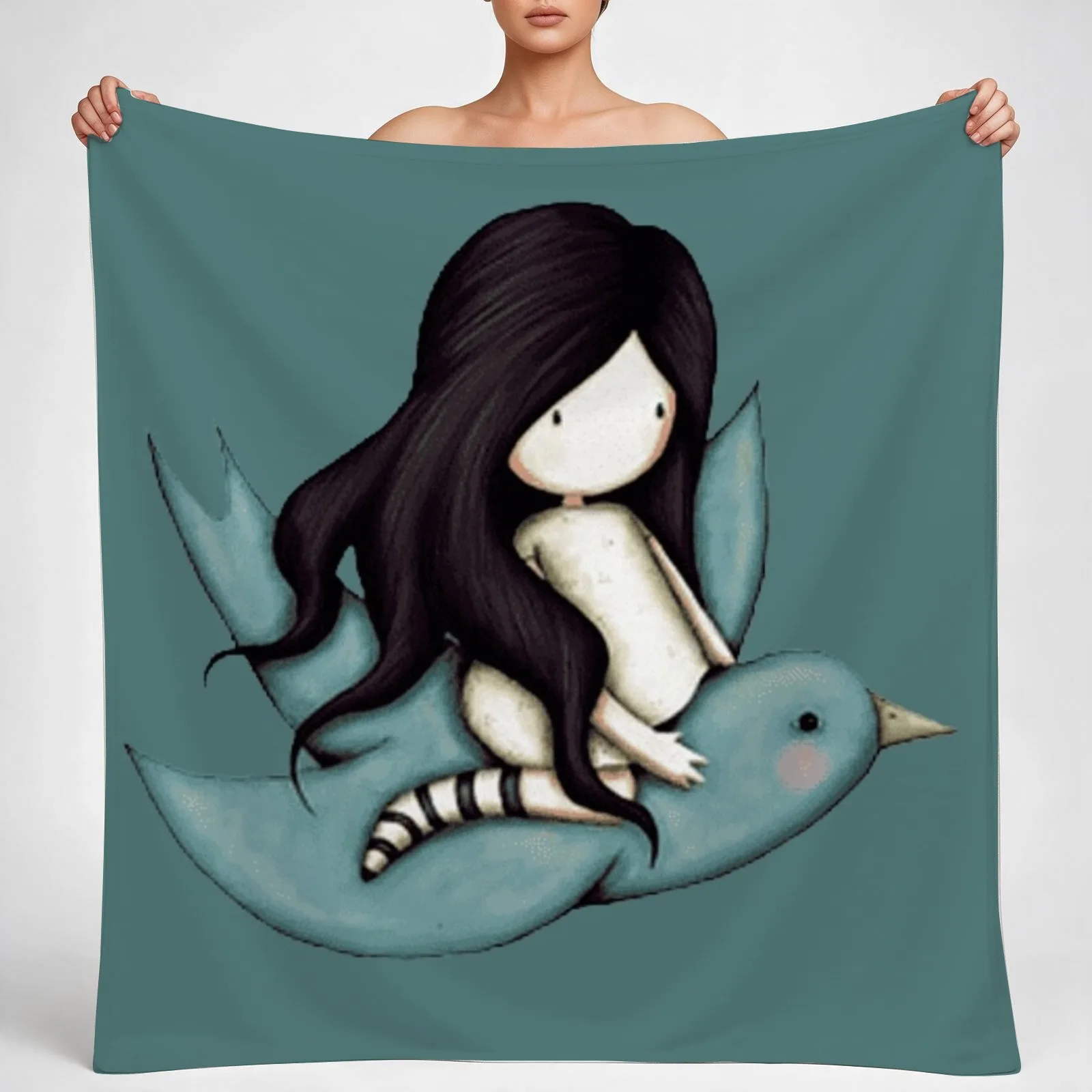 Gorjuss flying like a bird Throw Blanket couch cozy soft plush fuzzy picnic outdoor blanket