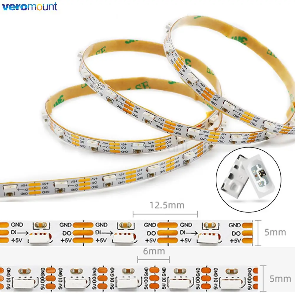 

5VDC WS2812B Side Emitting Digital LED Strip 5M 5V WS2812 4020 IC 60 100Leds/m 5mm PCB RGB Pixel Tape For Display Car Slit Light