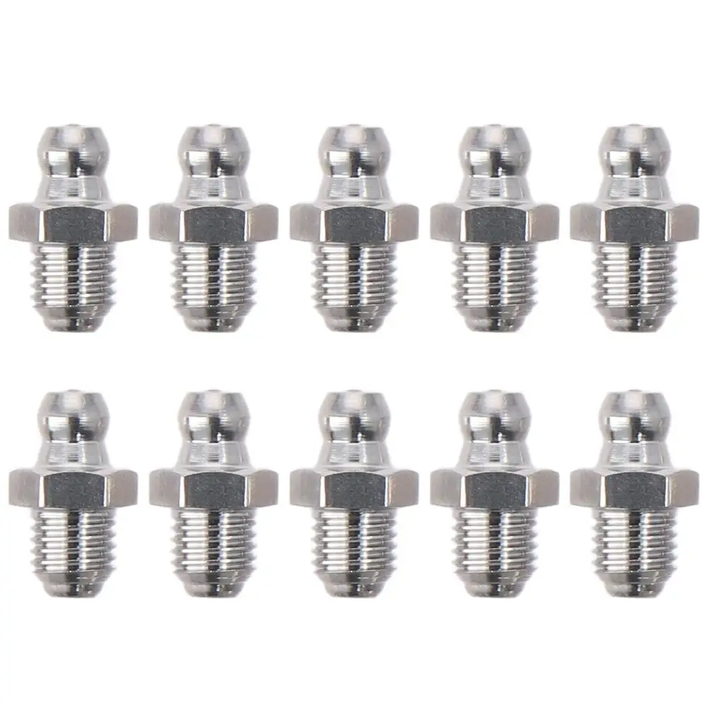 10pcs Stainless Steel Straight Grease Fitting M8 x 1mm Thread Silver Hydraulic Grease Nipple M10 x 1mm Thread M6 x 1mm Thread