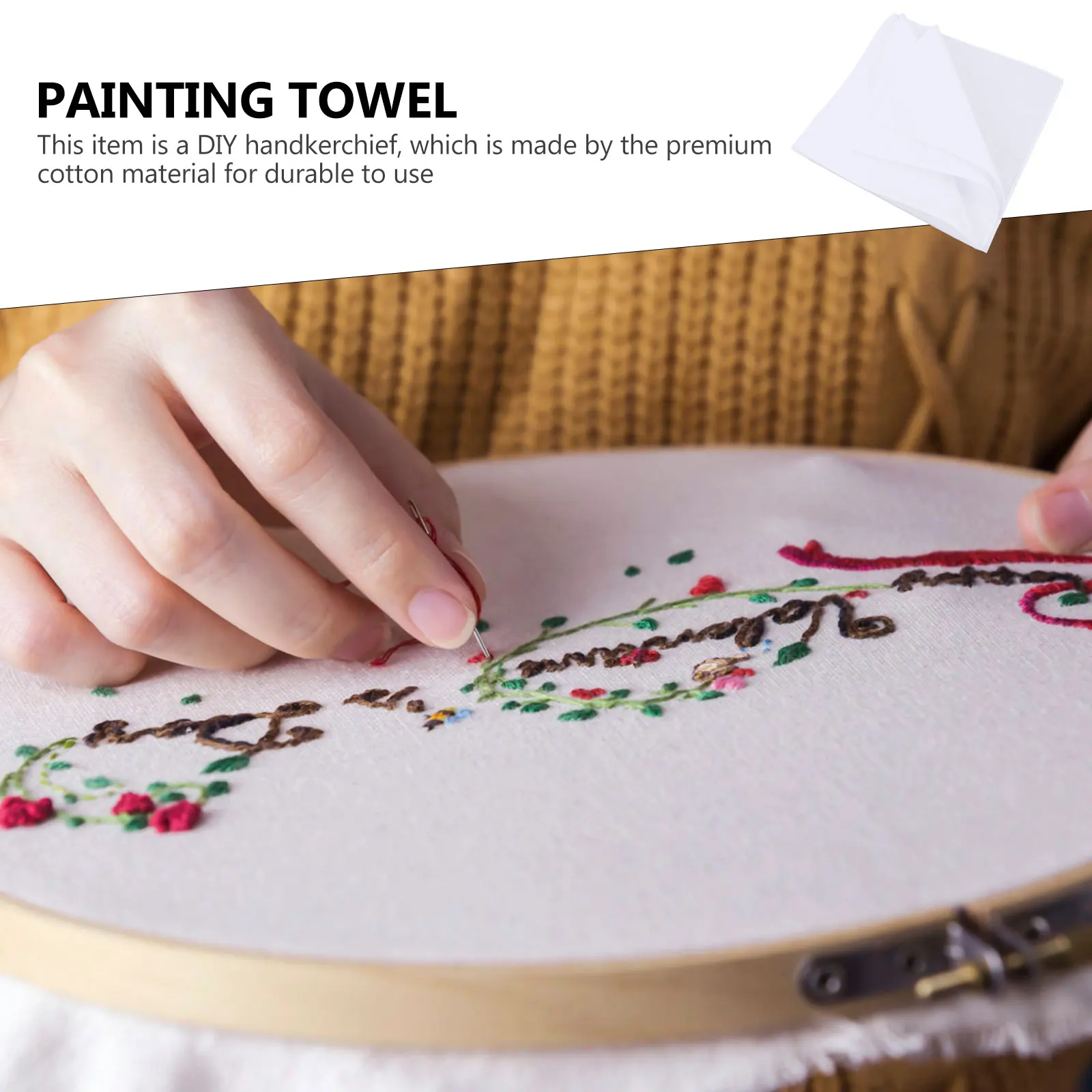 12 Pcs Pure Cotton Handkerchiefs White Square Scarves Lightweight Durable Absorbent Compact DIY Embroidery Tie Dye Painting Gift
