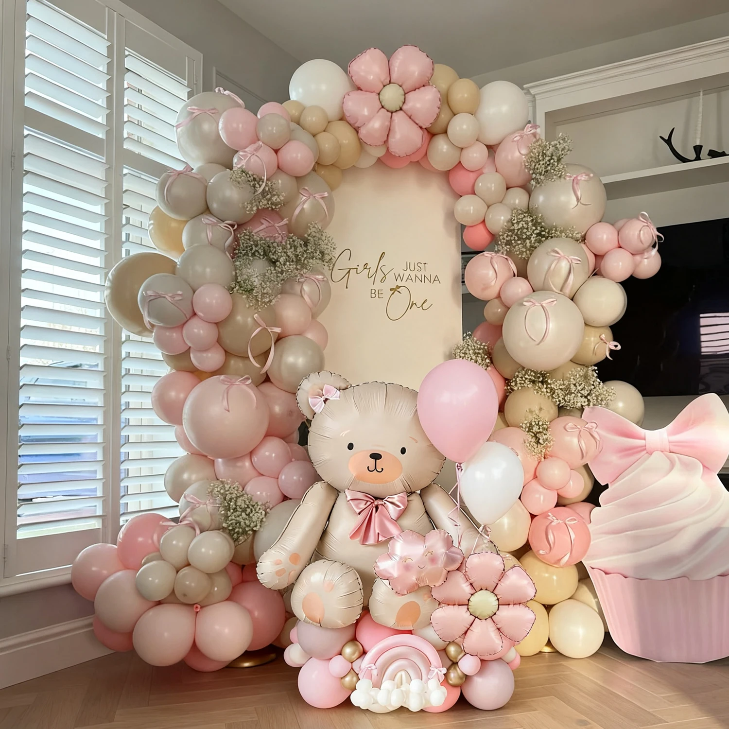 Schleife Bär Ballon Set mit rosa Gänseblümchen Ballon Wolke Aluminiumfolie Ballon für Geburtstagsfeier Dusche Vorschlag Hochzeitsdekoration – Detail 4