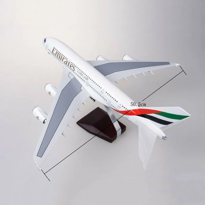 1/160 Emirates A380 Airplane Model LED Light Simulation Passenger Aircraft