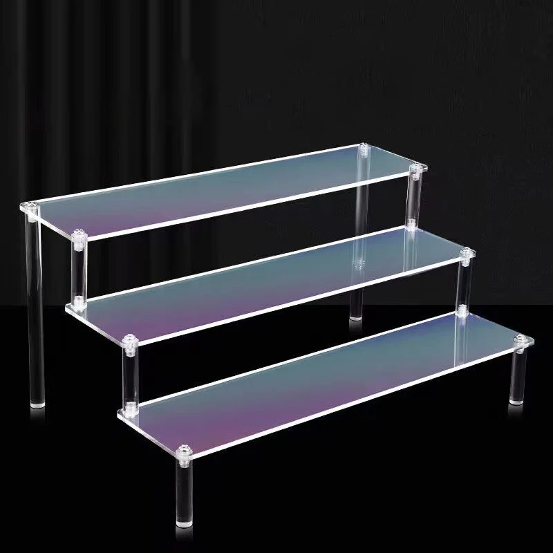 

Dazzling Colorful Acrylic Display Stand 1-5 Tier Ladder Storage Rack For Toys, Car Models, Cupcake Storage And Display