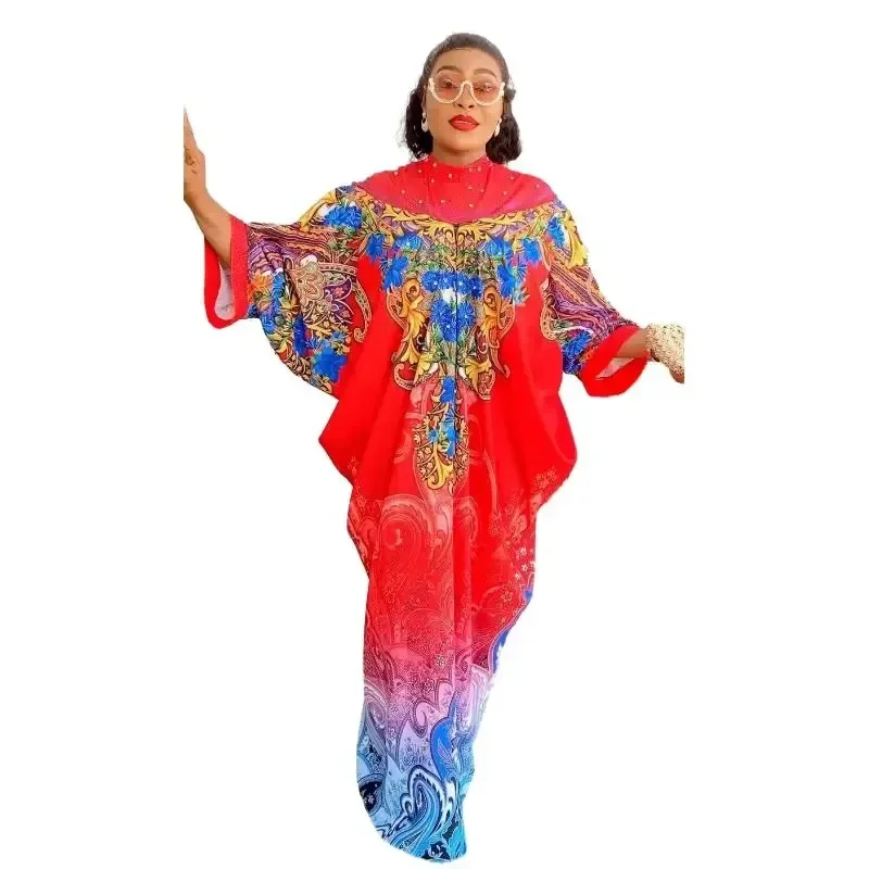 

African Dresses for Women Elegant Muslim Print Boubou Abayas Robe Dashiki Traditional Africa Clothes Ankara Outfit Evening Gowns