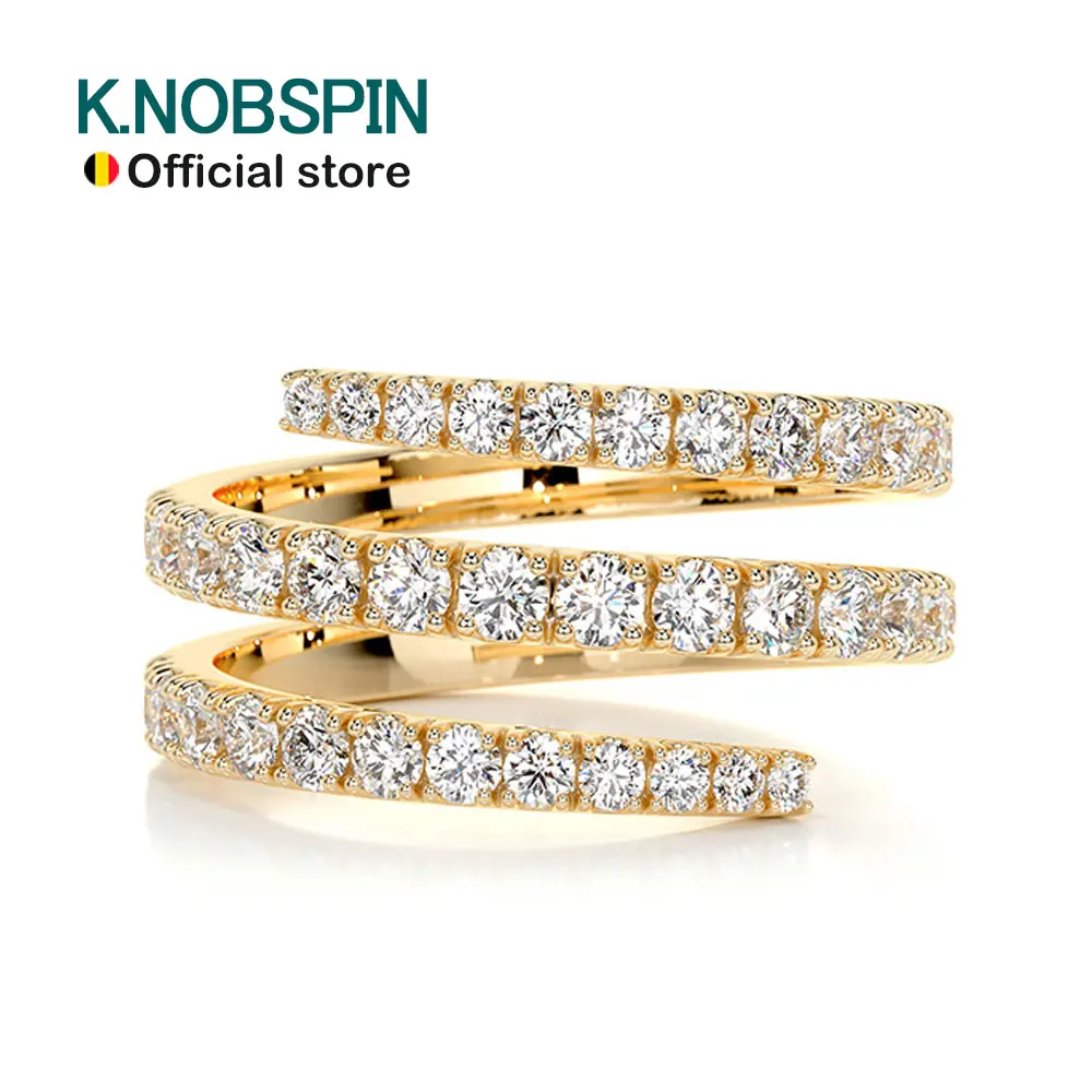 KNOBSPIN D VVS1 Moissanite Wedding Rings for Women Spiral Eternity Band Engagement Matching Ring s925 Sterling Silver Jewelry