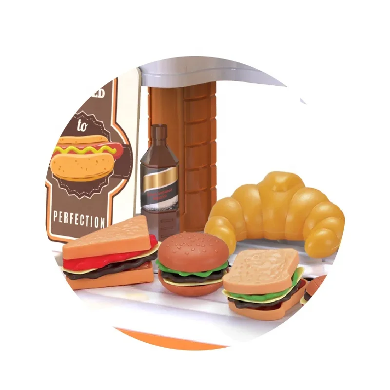 dinosaur pretend play preschool kitchen toys 38pcs diy hamburger toy set storage children kitchen toy