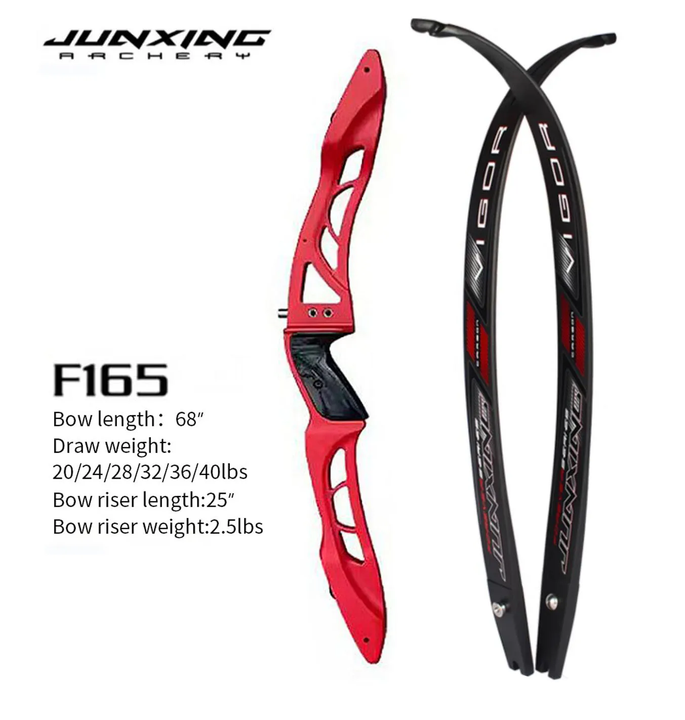 68 Inches 20-40Lbs Recurve Bow F165 Aluminum Alloy Handle Riser ILF Universal Interface Archery Hunting Shooting Equipment