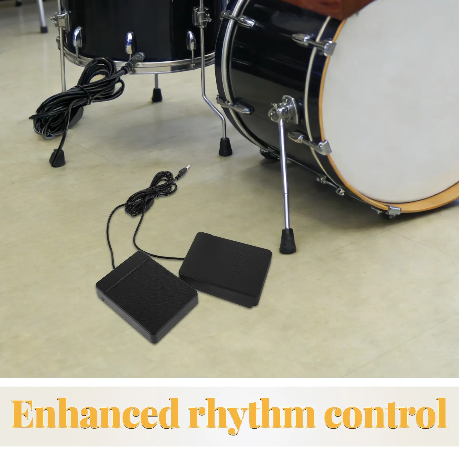 1Set Electronic Drum Double Bass Pedal Up Design for Electronic Drum Kit Practice Accessories 3.5mm Interface