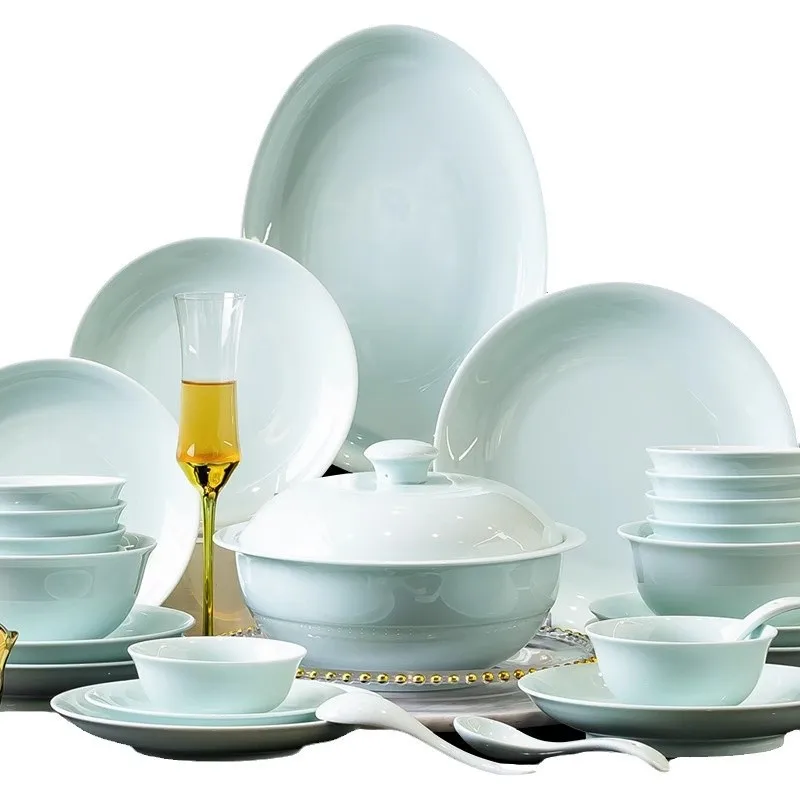 

High-end dishes set household high temperature celadon underglaze ceramics