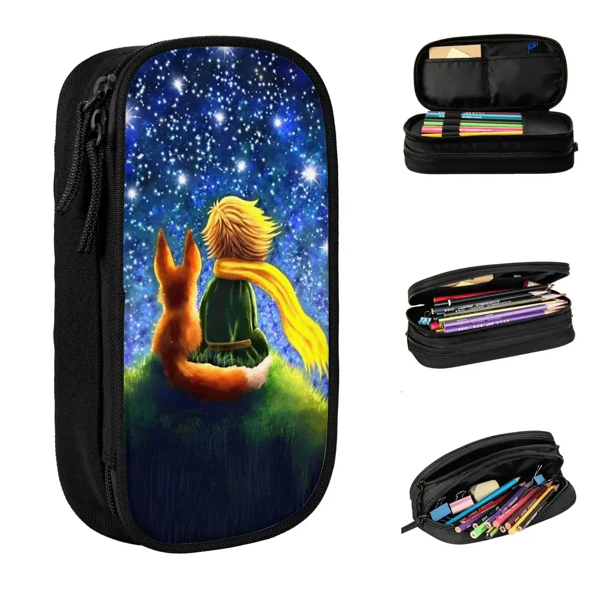 The Little Prince Starry Sky Pencil Cases Pen Bags Girl Boy Large Storage School Supplies Zipper Pencilcases