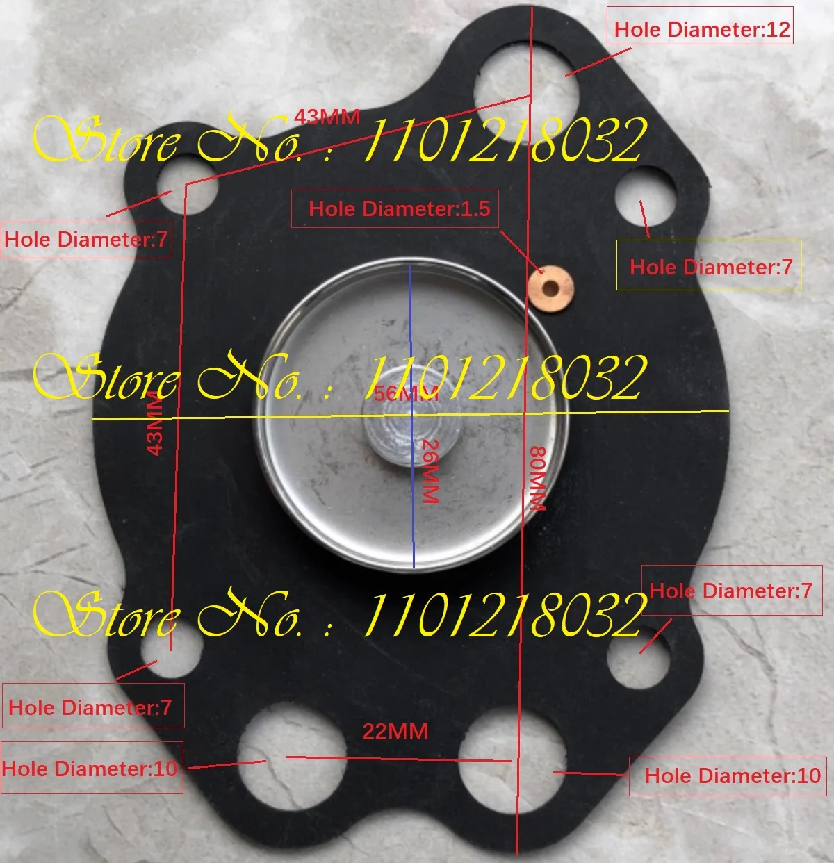 

Dual flow solenoid valve diaphragm for fuel dispensers (resistant to methylethanol, MSF-20 and DSF-20, or instead of 4 holes