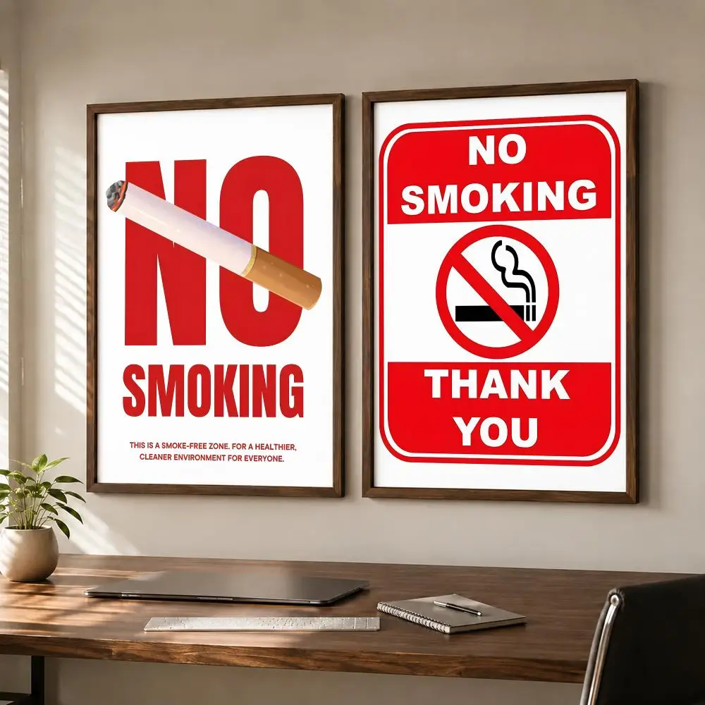 Minimalist Prohibition Sign No Smoking Poster Self‑Adhesive Waterproof Sticker House  Coffee Bar Wall Art Home Decor