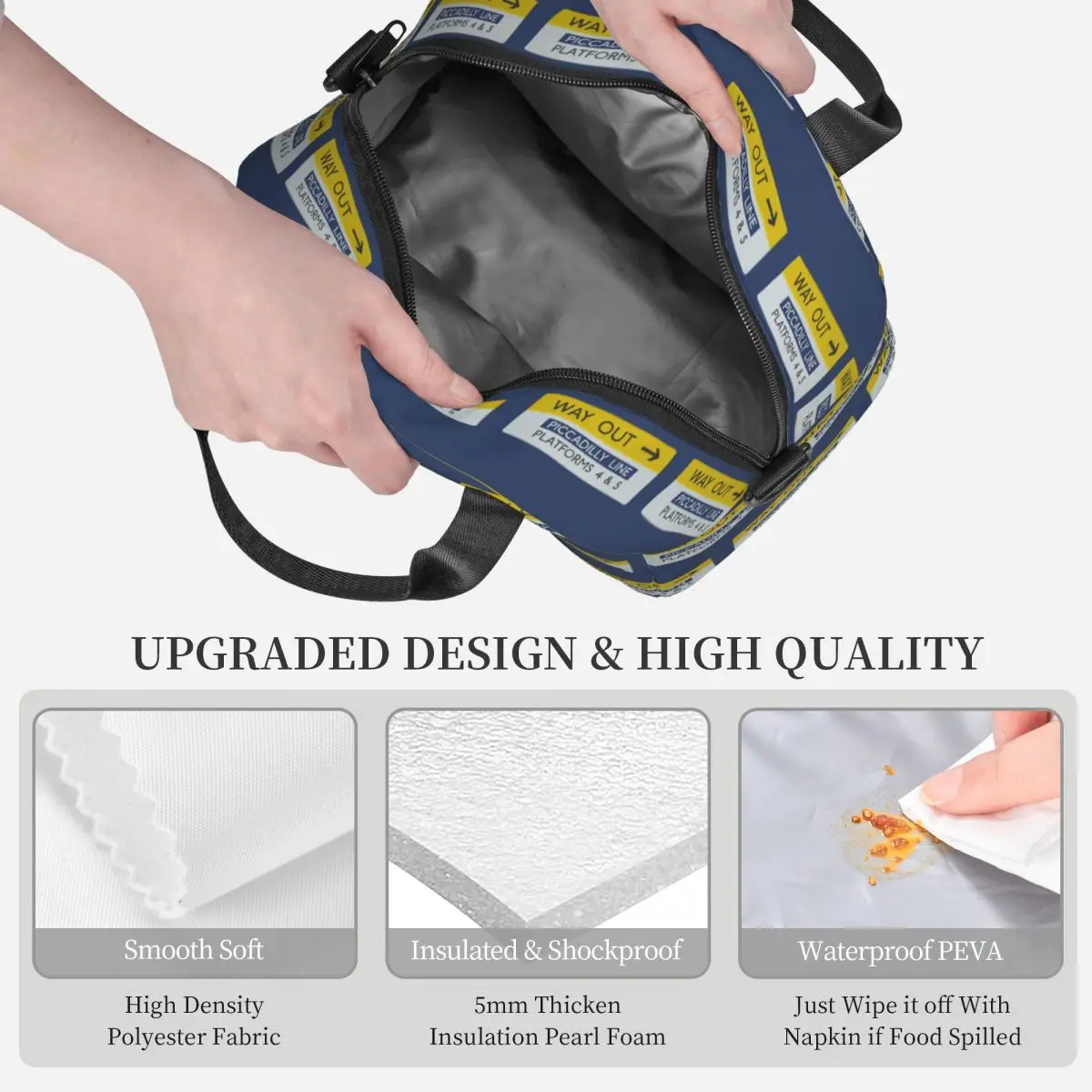 London Underground Way Out Sign Insulated Lunch Bag for School Picnic Storage Food Boxes Portable Cooler Thermal Lunch Box Tote view 4