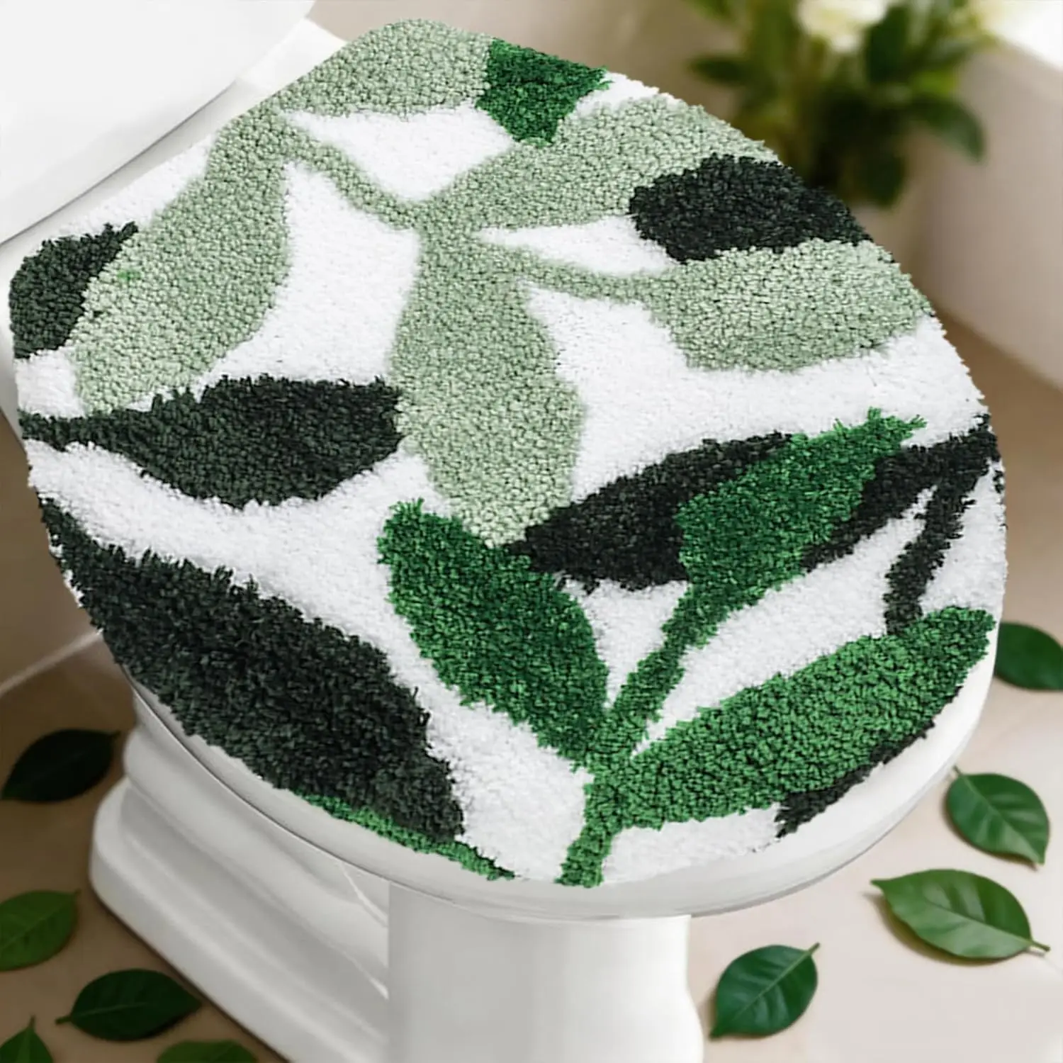 

Adjustable Toilet Seat Cover with Rubber Backing for Most Lids, Spring Summer Bathroom Decoration, 15'' x 17.7''