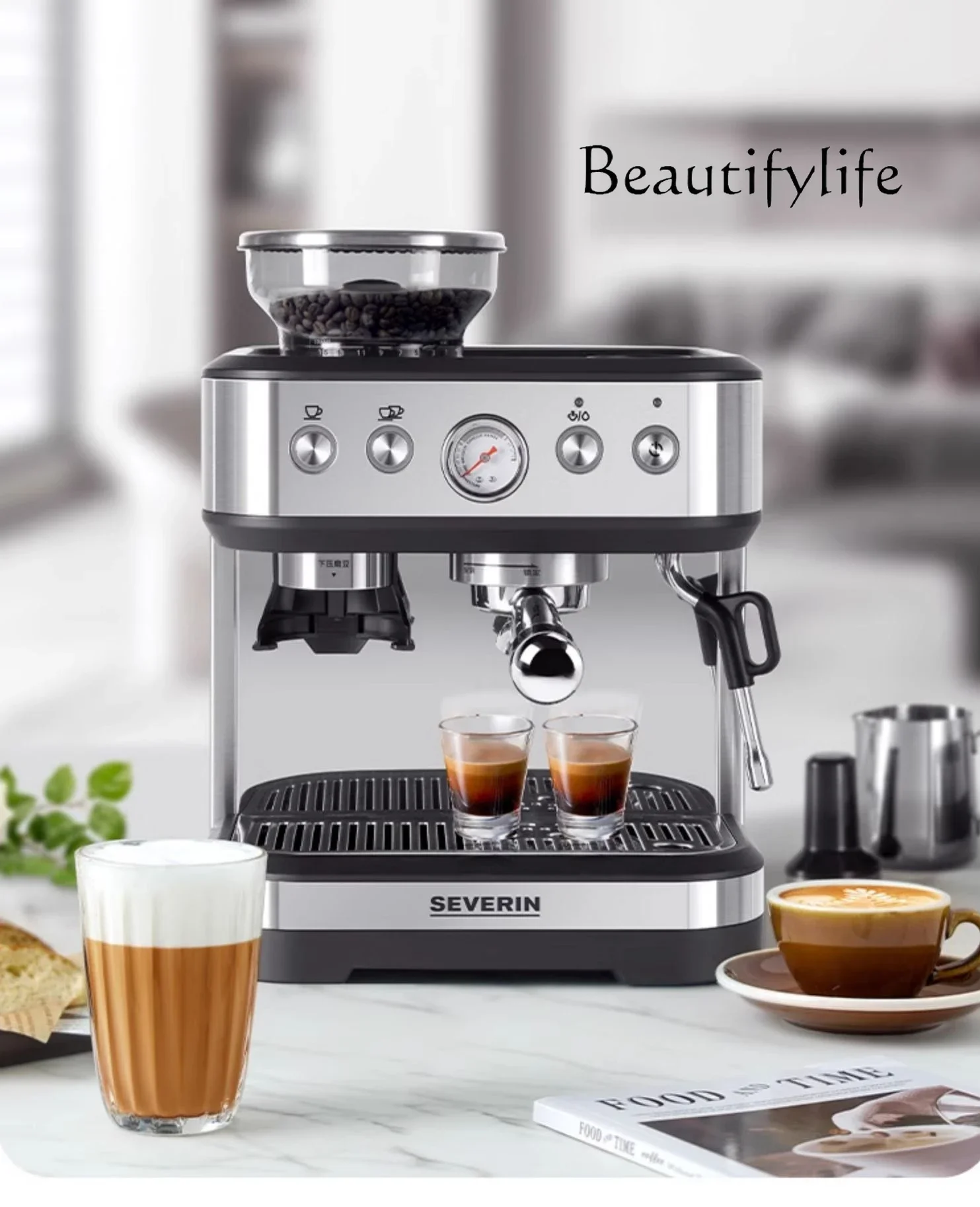 Italian Semi-Automatic Coffee Machine Household Automatic Grinding Integrated Coffee Machine Commercial Use