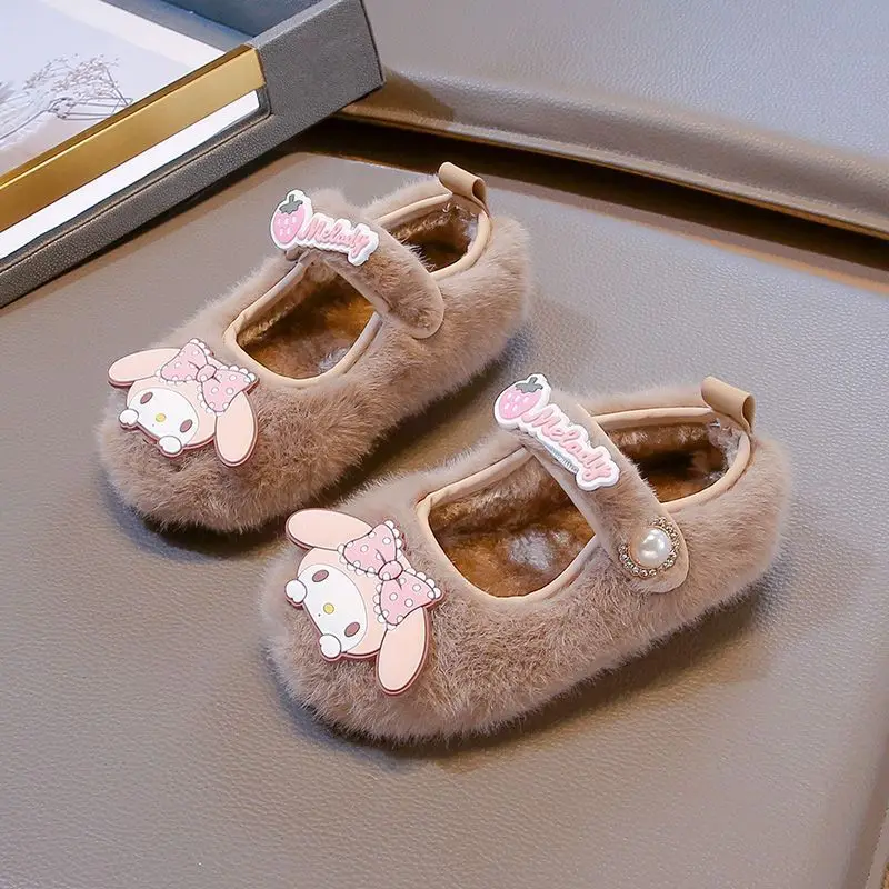 Cute Kuromi My melody cotton shoes autumn and winter kawaii parent-child indoor new Sanrio versatile casual warm bean shoes gift