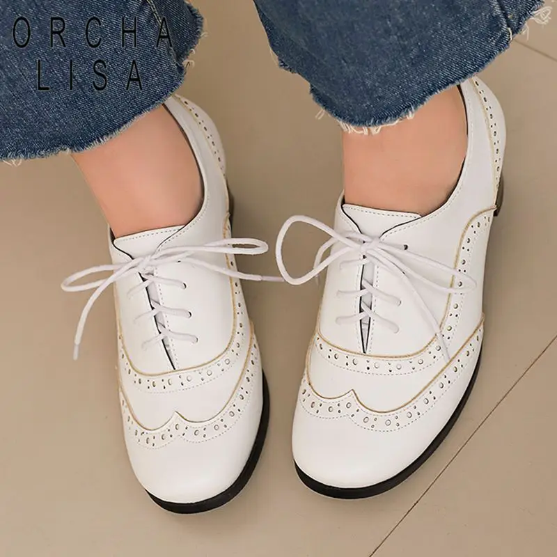 

Fashion Brown Women Pumps Round Toe 5cm Block Heel Lace Up Large Size 42 43 44 Non Slip Leisure Lady Shoes Autumn