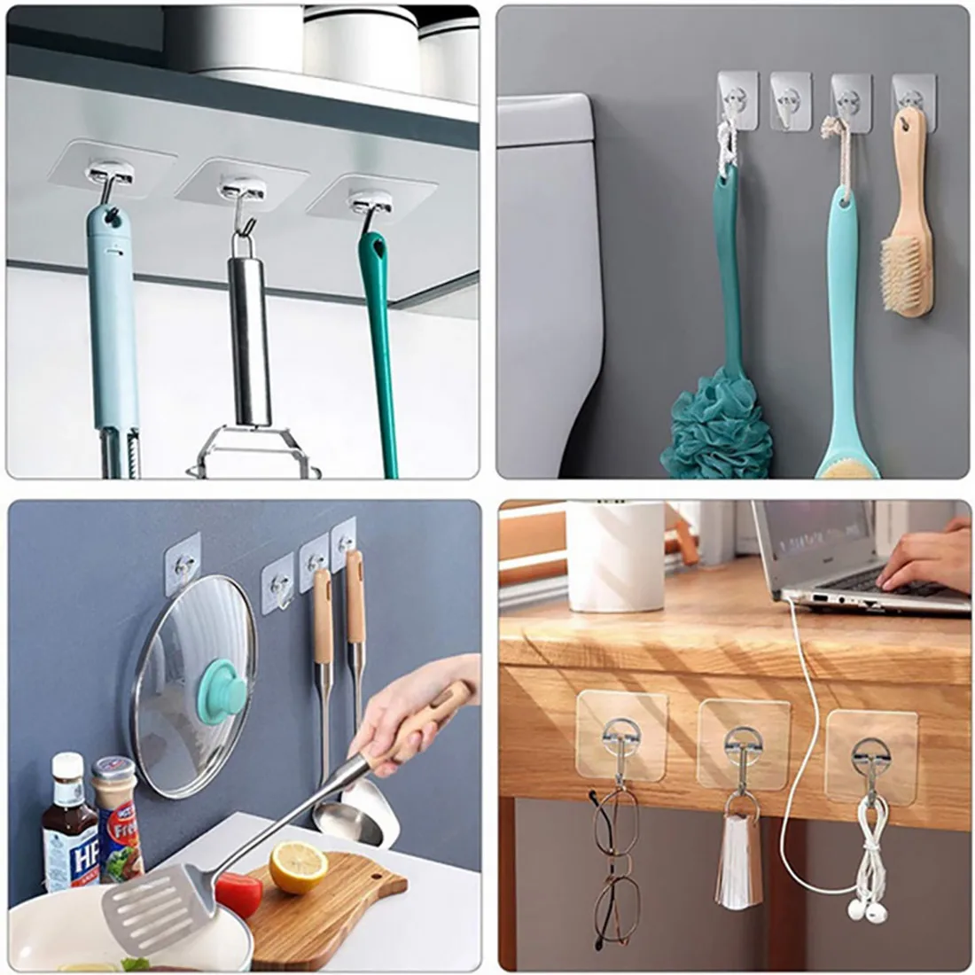 Transparent Hooks for Bathroom Self Adhesive Door Wall Hook Hanger Suction for Kitchen Storage Garlands Towel Hanging Hooks