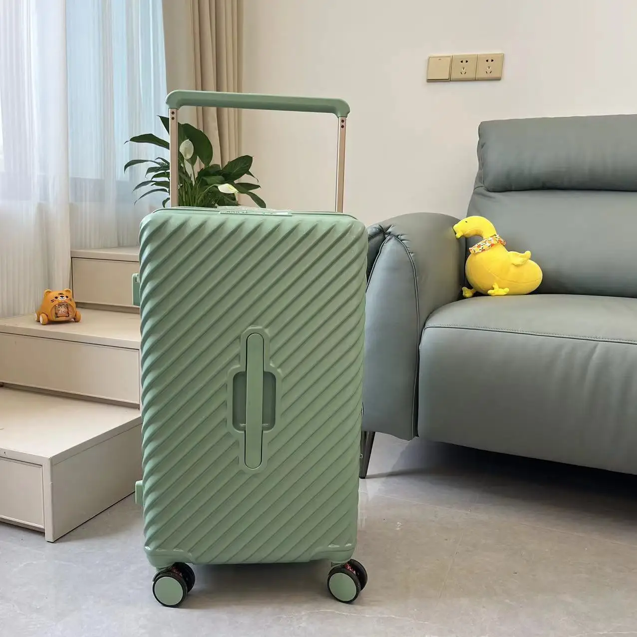 Wide Handle Luggage USB Charging Five Wheels Password Suitcase 20