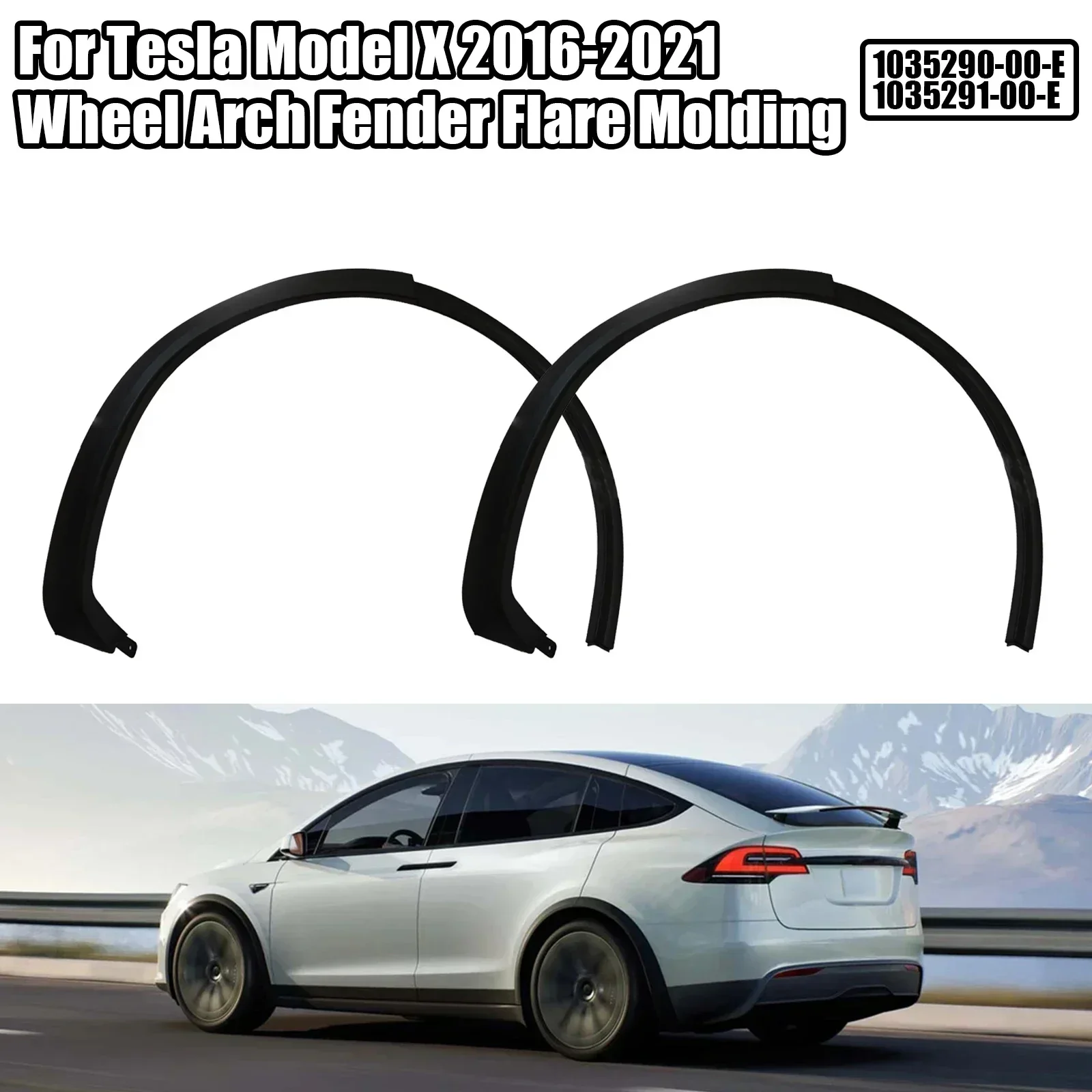 Car Rear Wheel Eyebrow Flare Molding For Tesla Model X 2016-2023 Arch Fender Trim ABS Left Right 1035290-00-E 1035291-00-E