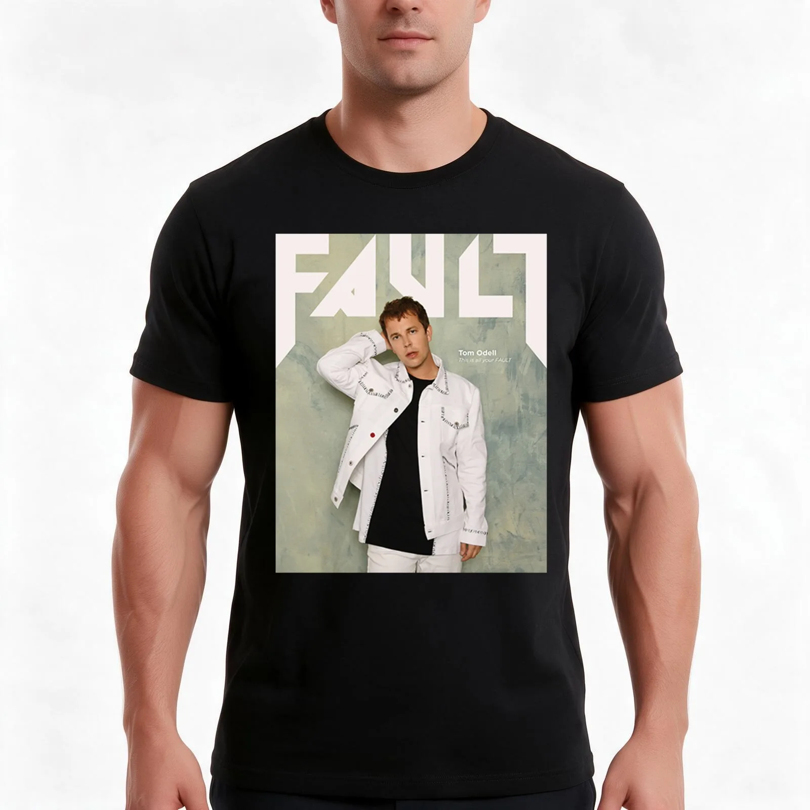 Tom Odell FAULT Magazine Cover T-Shirt, Summer Casual Cotton Tee, Oversized Streetwear Tops, Vintage Graphic Print, 100% Cotton
