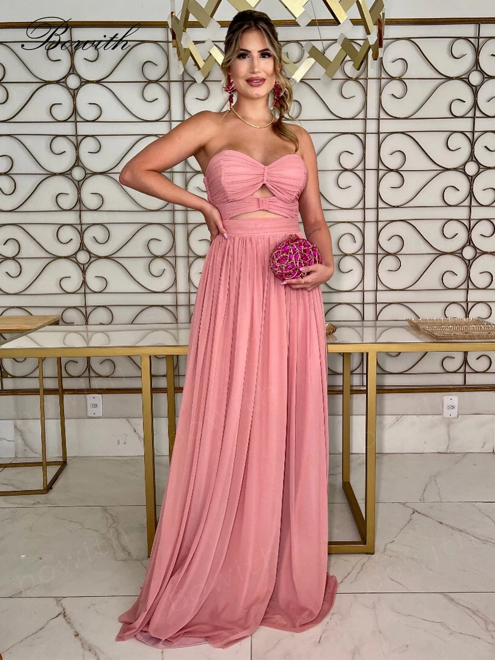 

Bowith Strapless Evening Dresses A Line Hollow Out Sexy Party Dresses for Women Prom Dresses 2025 vestidos de fiesta