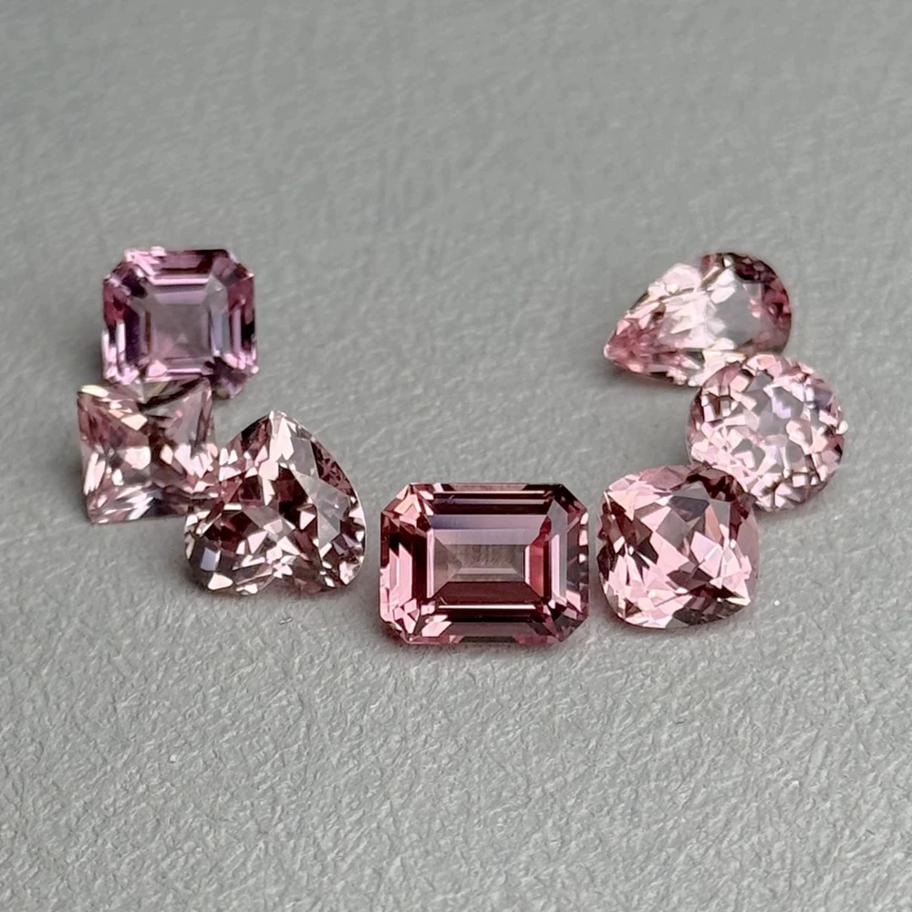 

Lab Pink Morganite Pear Cushion Emerald Round Princess Heart Cut Heated Treated Gemstone