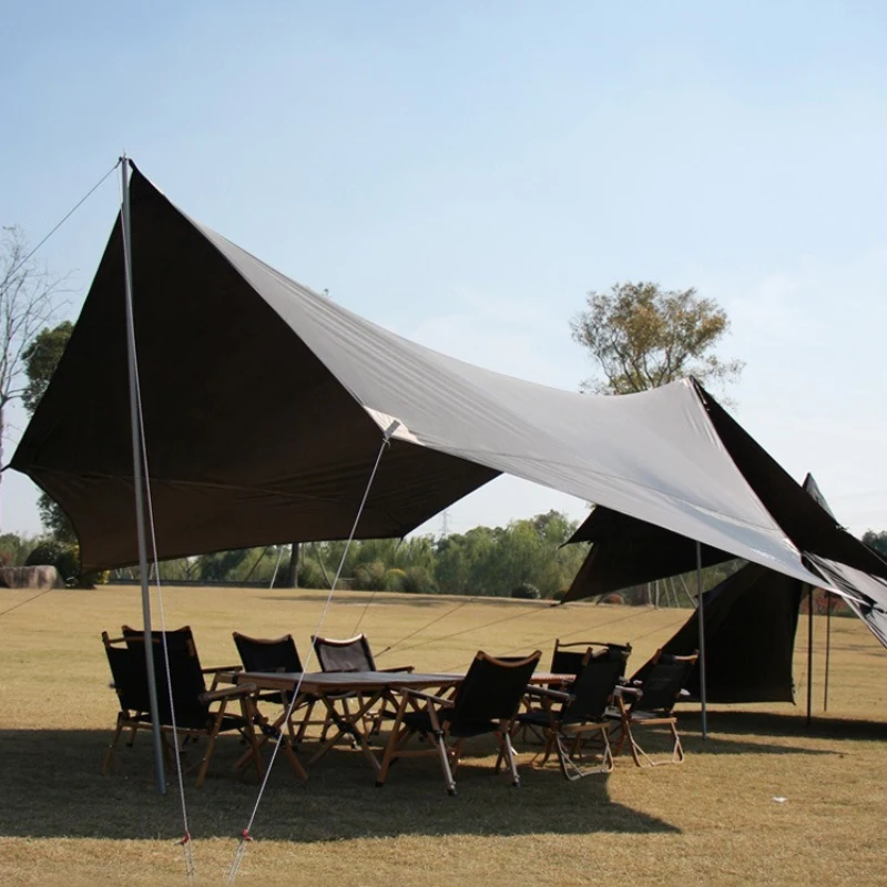 Extra Large UV Resistant butterfly Shaped Black Rubber Oxford Cloth Camping Rainproof Sunshade Canopy Tent