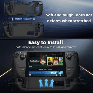 Steam Deck Casing Pelindung Pas Penuh dengan Dudukan Lipat Cangkang Lunak Antiselip Antiselip Cangkang Lunak Aksesori Penutup Silikon Berkualitas Tinggi 12 kasus steamdeck penjualan terbaik - №