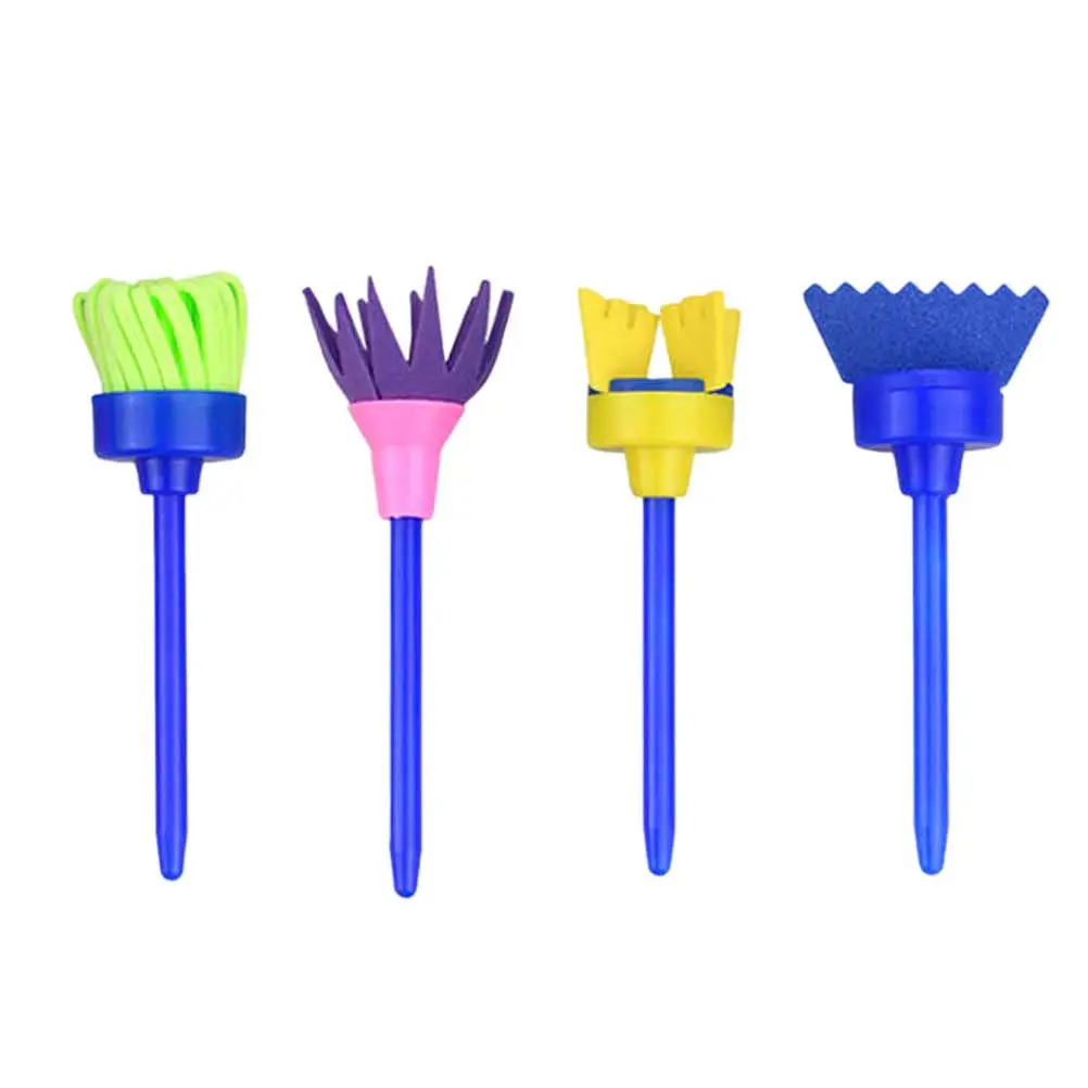 4 Pcs Paint Brush Ink Rollers Mini Sponge Painting Tools Sticks for Children Face Brushes Kids