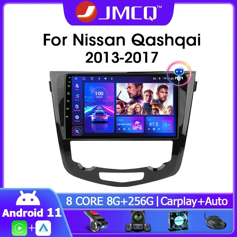 

JMCQ 2 Din Android 11.0 Car Radio Multimedia Video Player For Nissan X-Trail 3 2013-2017 Qashqai 2 J11 4G Carplay DSP Head Unit