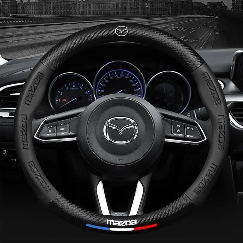 

Carbon fiber Leather Car Steering Wheel Cover For Mazda 3 5 6 8 SKYACTIV Axela Atenza CX30 CX5 CX7 CX8 CX9 MX5 BT50 Accessories