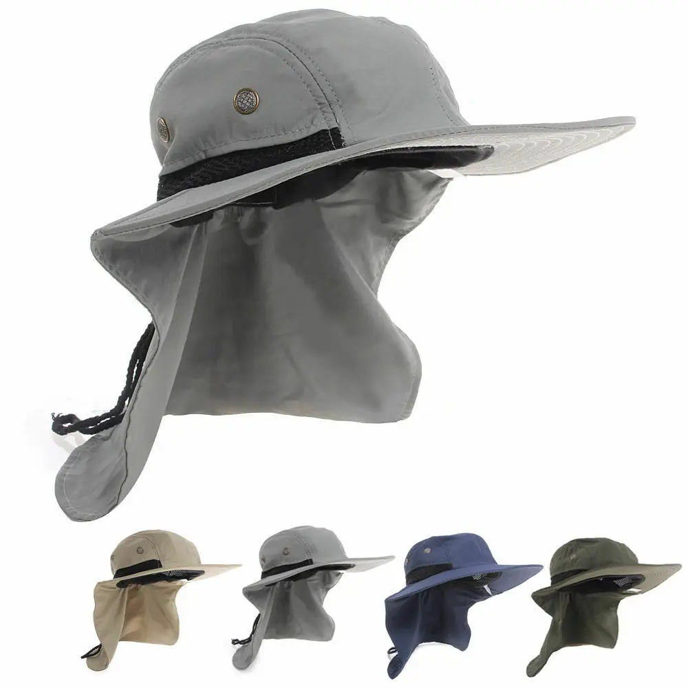 Outdoor Unisex Sun Protect Caps Bucket Hat Solid Casual Brim Sun Block Quick Drying Fishing Climbing Hat UV Protection Face Neck