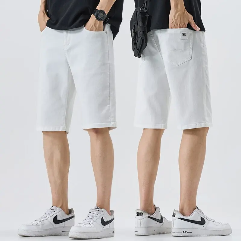 

Men's Summer New Classic Solid Color Sport Straight Elastic Denim Shorts Casual Loose Breathable High-Quality Jeans 28-38