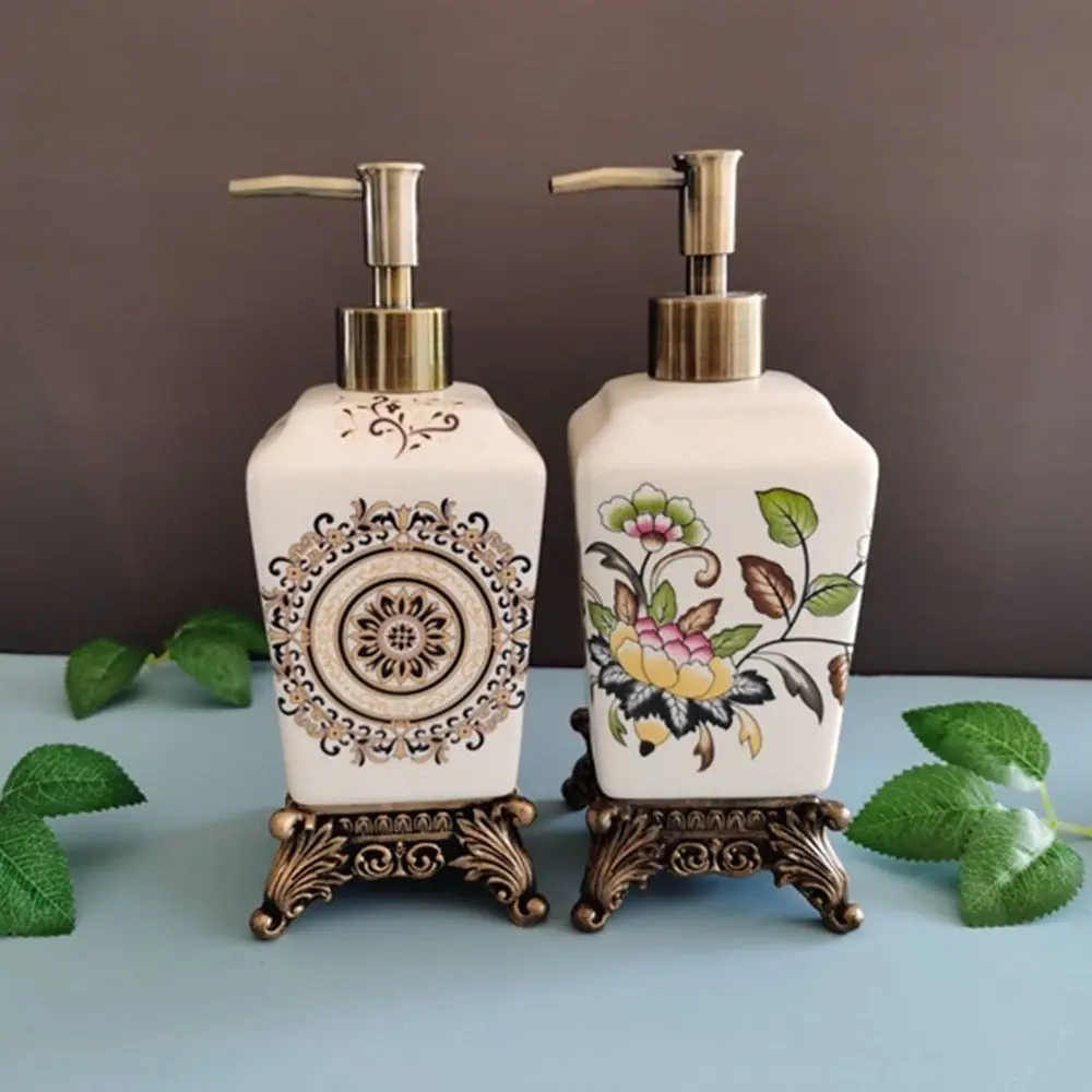 Ceramic Ceramic Soap Dispenser Vintage European Style Shampoo Bottles Shampoo with Flower Pattern Vintage Lotion Bottle